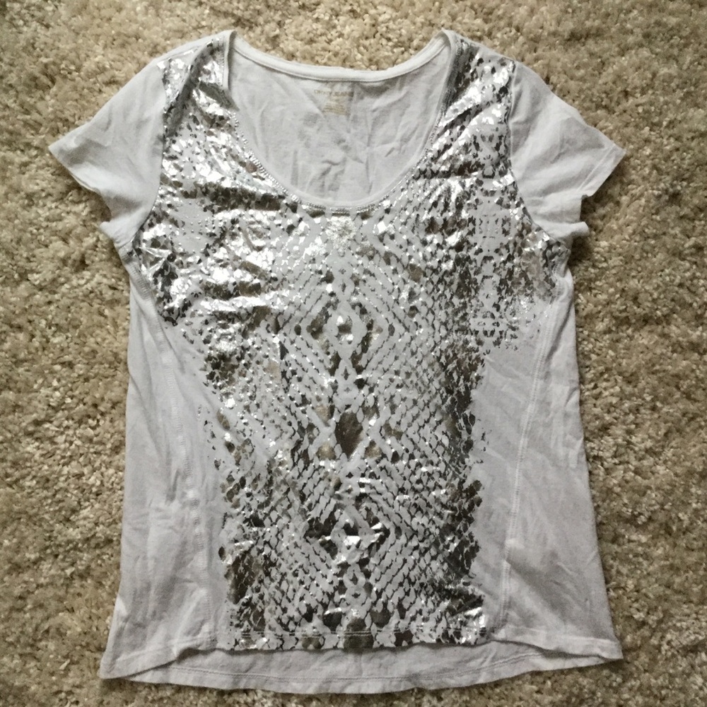 white and silver shirt | dkny